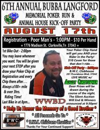 6th Annual Bubba Langford Memorial Poker Run