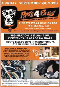 2024 Pipes 4 Paws Charity Motorcycle Ride To Help Abused Dogs & Animals