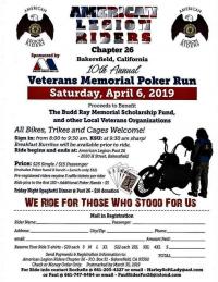 American Legion Riders Chapter 26 10th Annual Veterans Memorial Poker Run