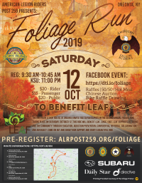 2nd Annual American Legion Riders Post 259 Foliage Run for LEAF